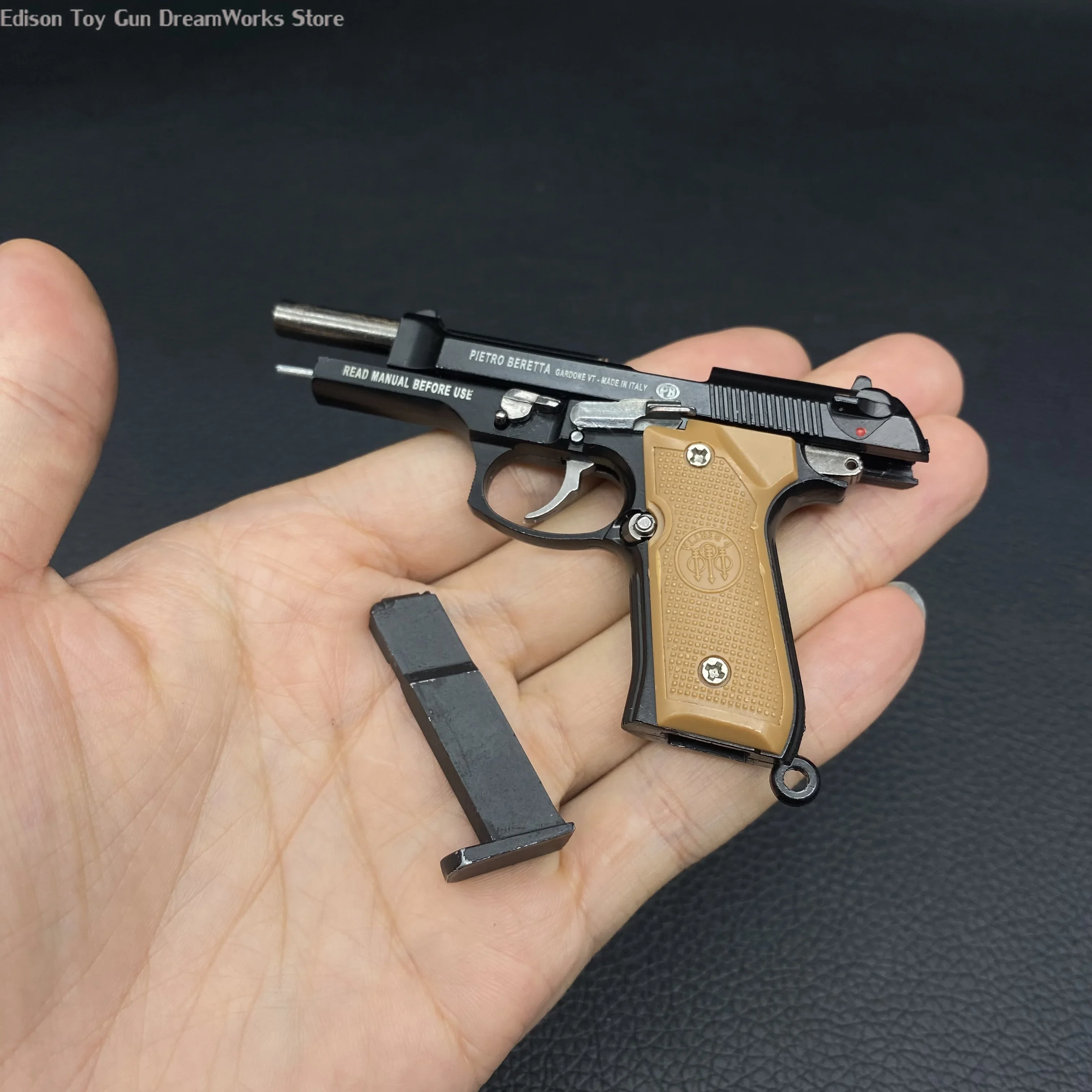 Montagem de pistola de metal destacável modelo minúsculo brinquedo M1911 presente gamer suporte de exibição 2 em 1, 3.5, 92F pequeno, novo, 2024