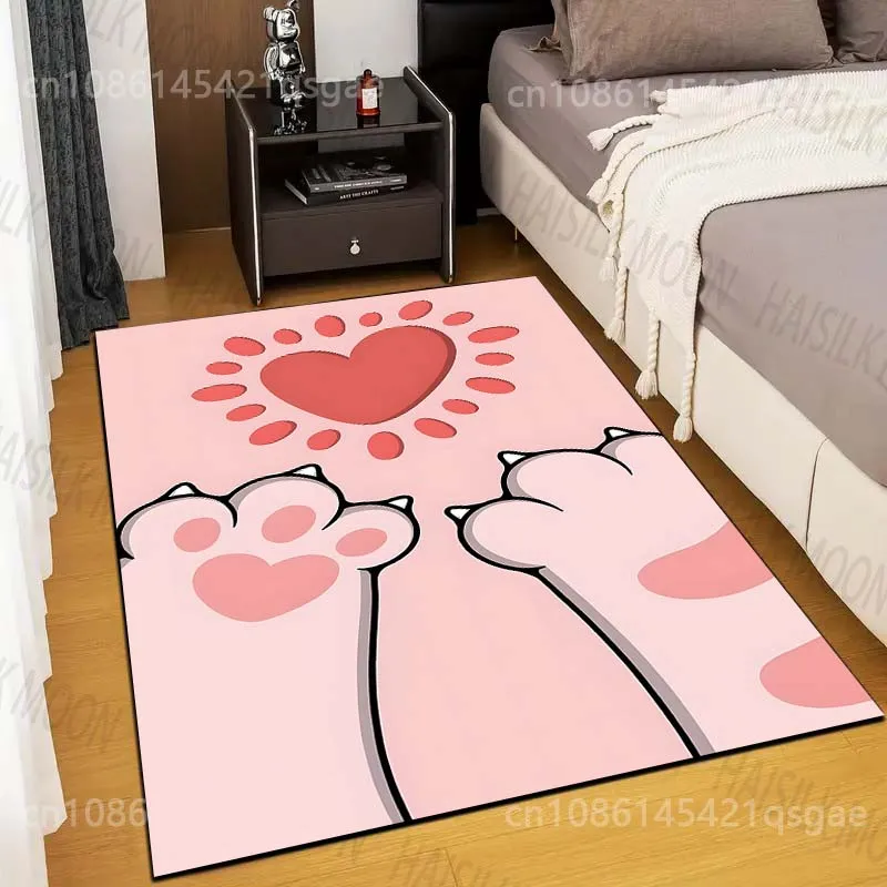 

Cute Cat Paw Pink Carpet for Living Room Bedroom Sofa Home Decor Non-slip Floor Mat Modern Rugs Large Size Area Carpet