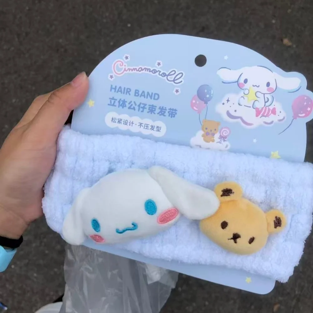 Sanrio Cinnamon Cartoon Doll Stereoscopic Plush Hairband Wash Up Makeup Removal Hair Tying Tool Daily Dressing Decoration Gift