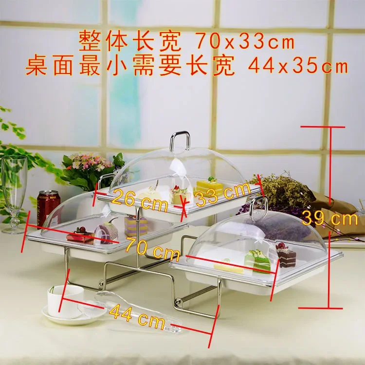 Cold food rack, two-layer buffet tray display rack with lid, dessert tea break display table