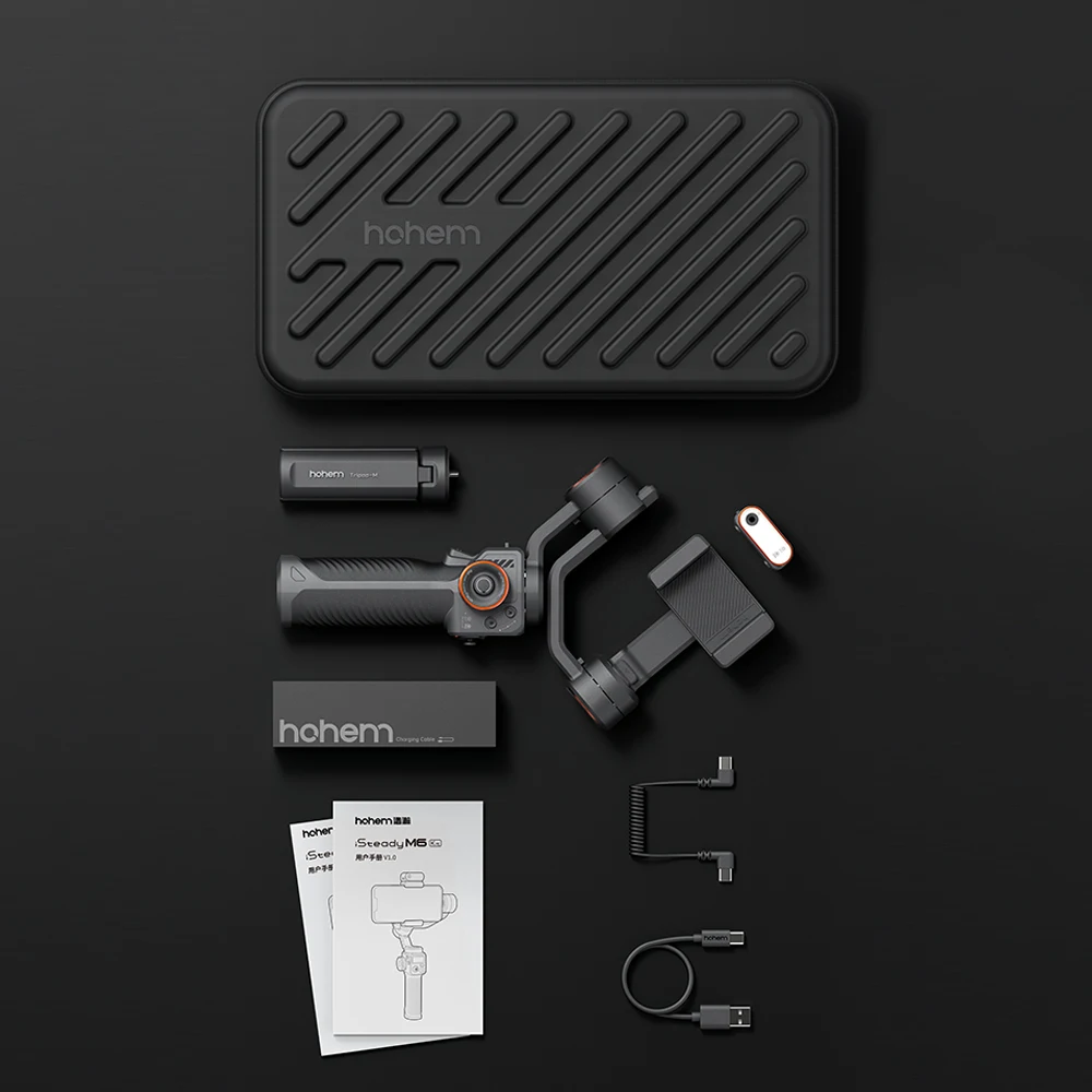 Hohem isconstante m6 kit handheld cardan estabilizador selfie tripé para smartphone com ia magnético luz de preenchimento luzes vídeo cor cheia