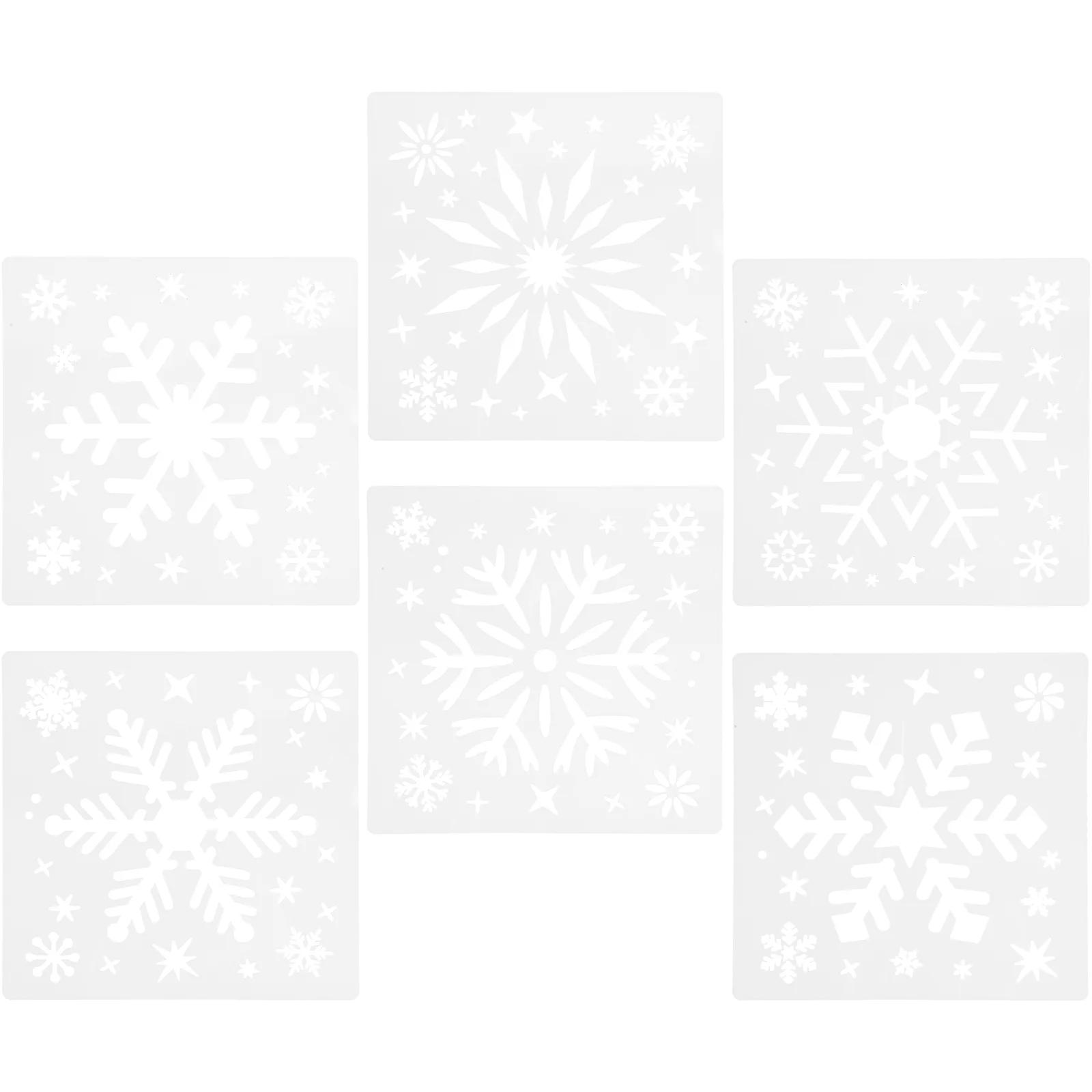 6 Pcs Artistic Hollow Stencils Template Crafts Snowflake Plastic Drawing Molds Templates for Wall