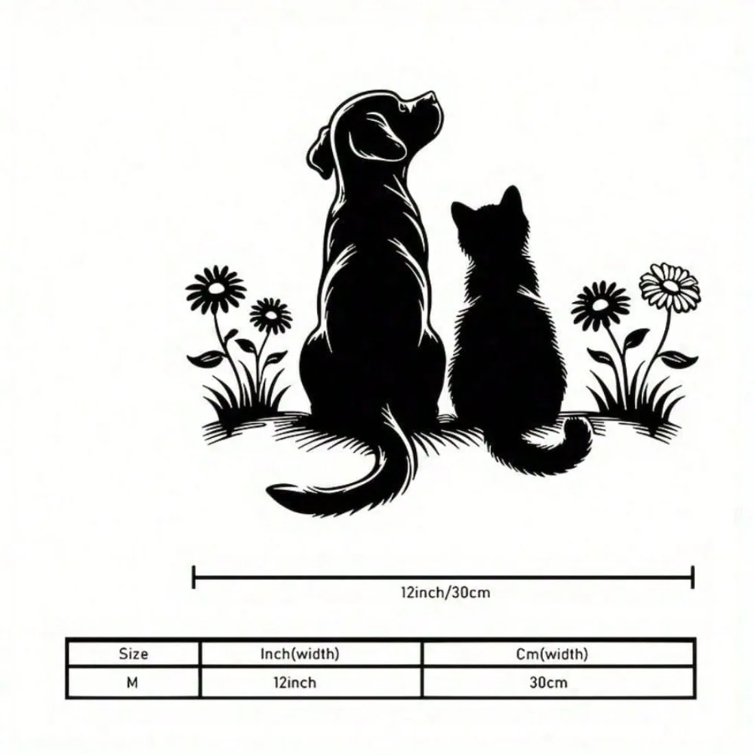Minimalist Iron Wall Art Black Dog Cat Silhouette Dandelion Decor Indoor Outdoor Home