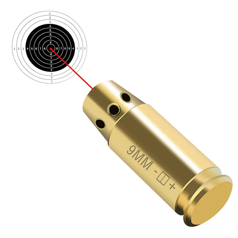 Tactical 9mm Caliber Red Dot Laser Sight Brass Calibra Laser Training Sight for Glock Pistol Gun Calibrated Fire Aiming Training