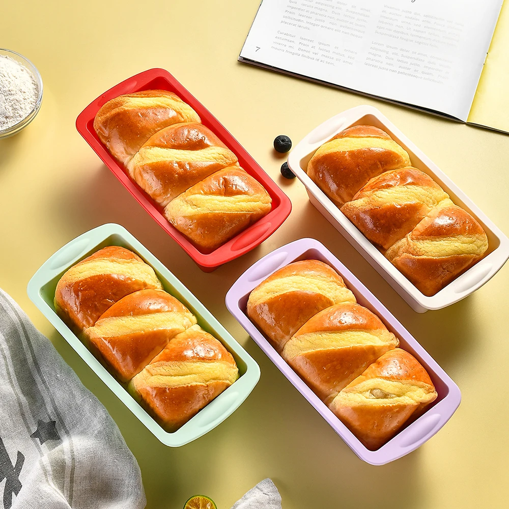 4Pcs Rectangular Square Silicone Pans for Bread Cake Deep Baking Dish Angel Food Cheesecake Mold Brownie Mould Loaf