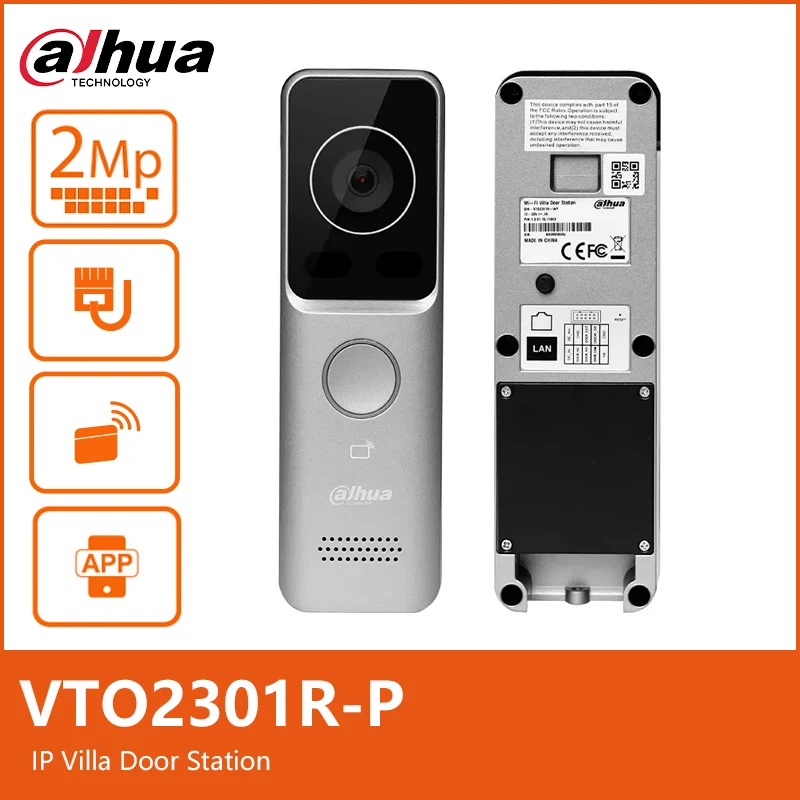 Dahua VTO2301R-P IP Villa Door Station PoE Video Intercom Ultra Slim Camera IR Night Vision Full Digital Card/APP/Indoor Monitor