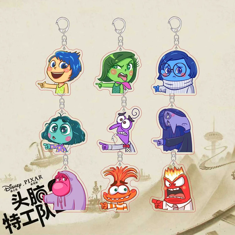 Inside Out 2 Keychain Kawaii Disney Anxiety Envy Anime Student Schoolbag Cute Bag Pendant Hanging Decorations Toys Girls