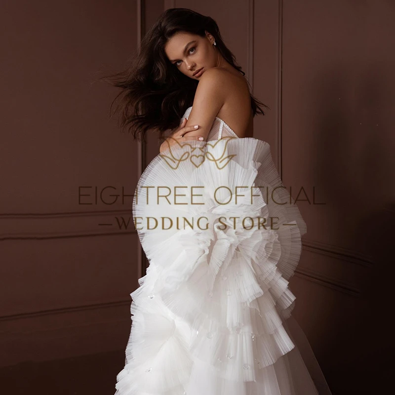 Eightree 2024 White A-Line Wedding Dresses Elegant Princess Tulle Bridal Dress Boho Beach Wedding Ball Prom Gowns Custom Size