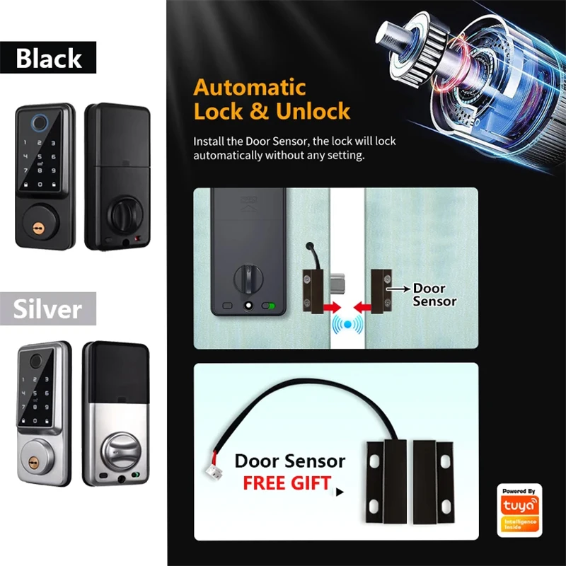 Waterproof Smart Deadbolt Locks for Home Alexa Wifi Bluetooth TTlock App Biometric Fingerprint Digital Keypad Entry Door Lock