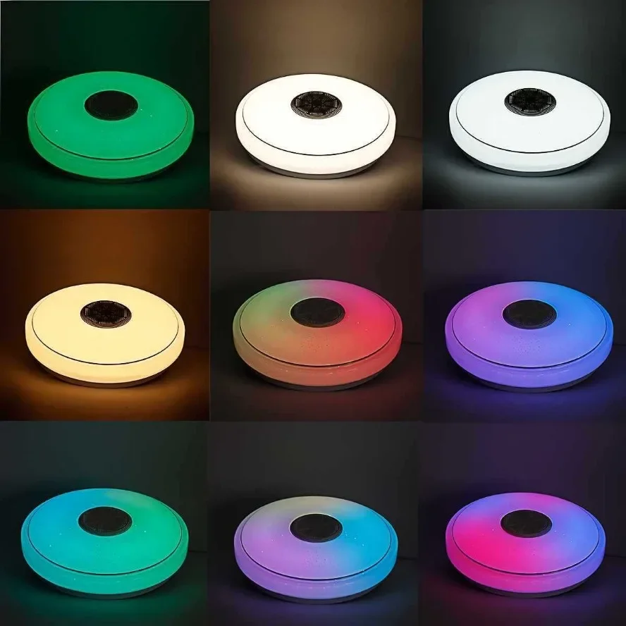 Luz de techo de música RGB moderna, Bluetooth, aplicación Tuya, sala de estar, dormitorio, decoración del hogar, accesorios de iluminación, luces de Audio LED inteligentes