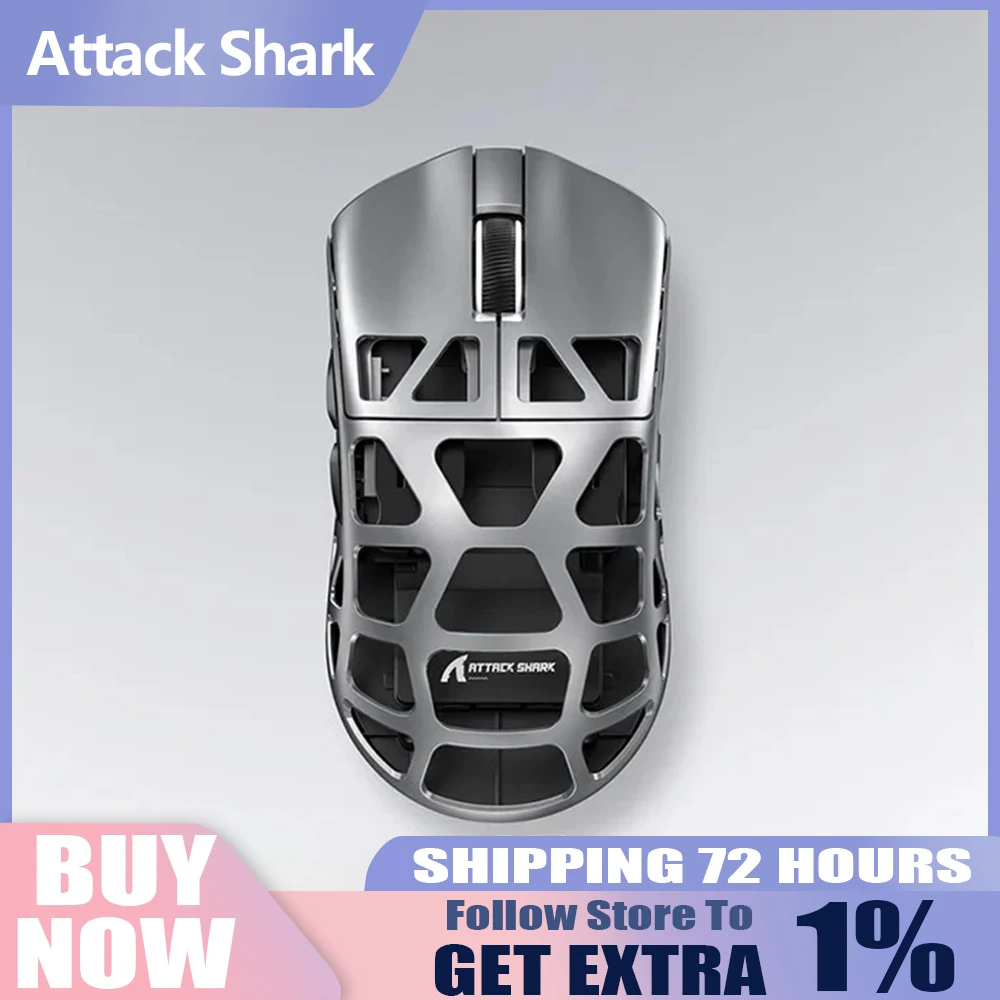 

Attack Shark R3 Three Mode Wireless Mouse PAW3395 Sensor 8000Hz Return Rate 46g Magnesium Alloy Specialized for E-sports Gaming