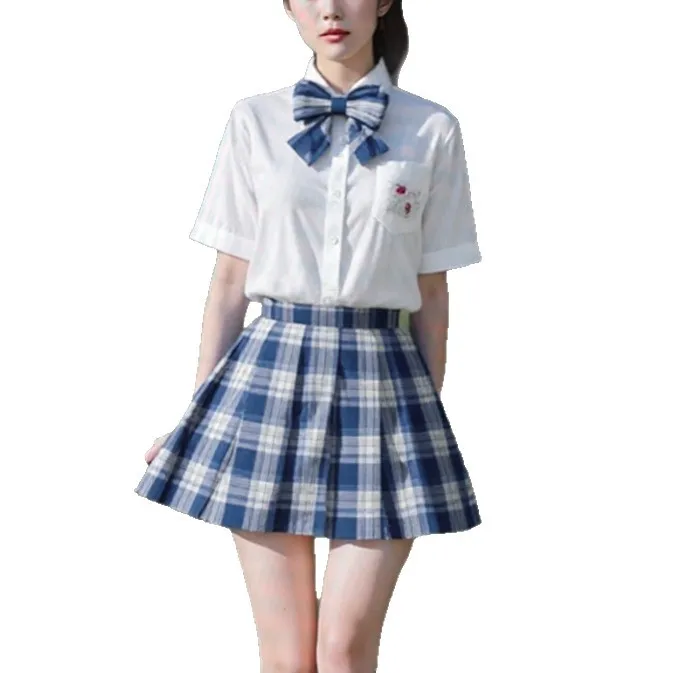 JK Uniform Sommer Kurzarm Japanische Schuluniformen Mädchen Sailor Sets Faltenrock JK Uniform COS Kostüm