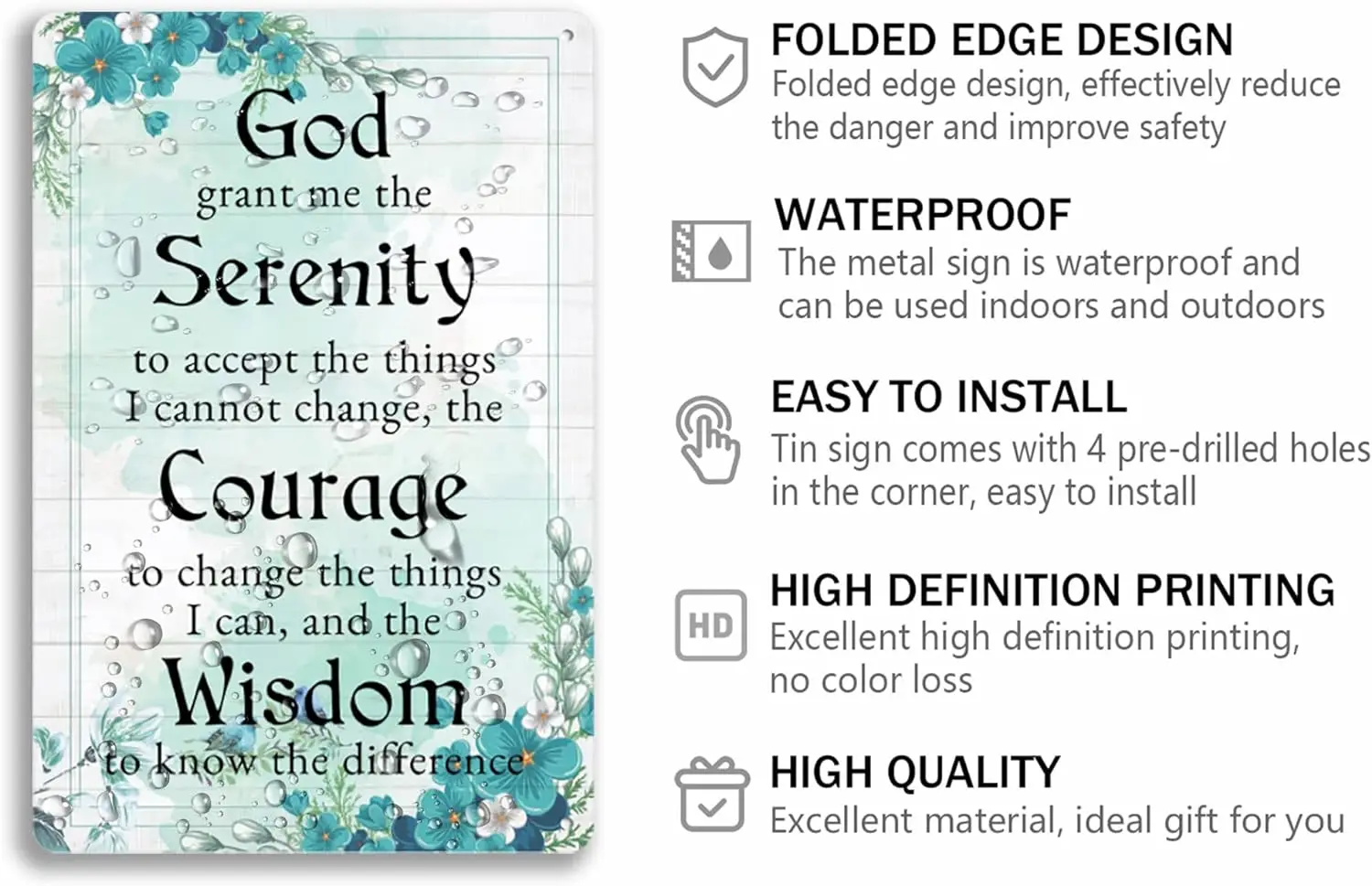 جرانت الله لي الصفاء تين تسجيل خمر علامات معدنية الصلاة الصفاء غرفة الصلاة جدار ديكور 8x12 بوصة #3