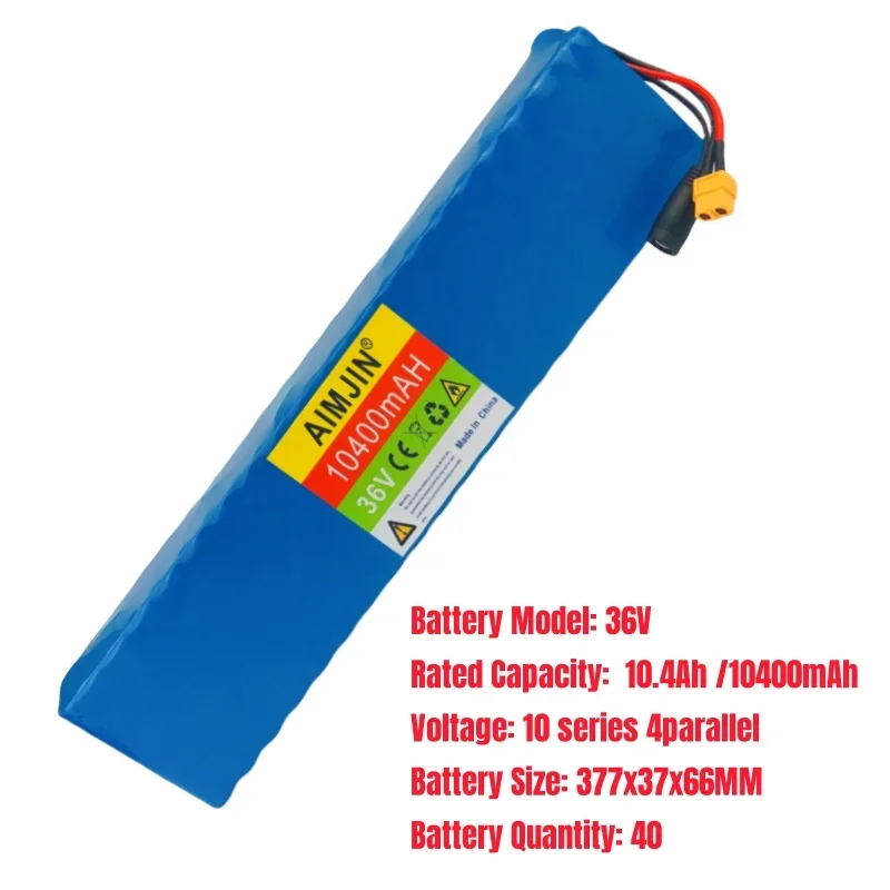 10S4P 36V 10400mAh akumulator litowy do skutera elektrycznego 18650 akumulator 36V 10.4Ah akumulator do skutera elektrycznego