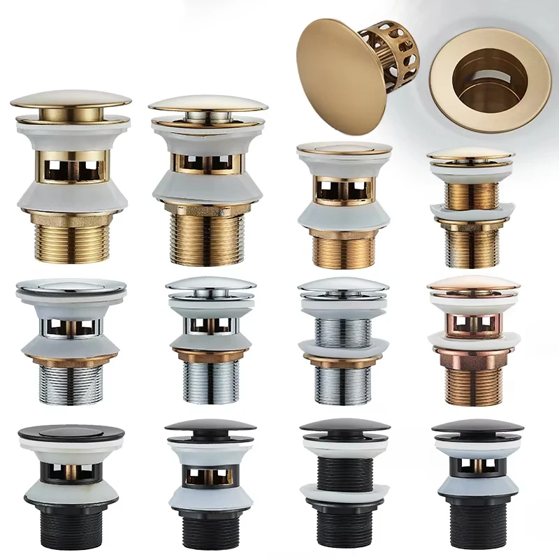 Pop Up Drain Button Bathroom Sink Plug Drainer Siphon Waste Stopper Wash Basin Faucet Accessory Washbasin Pipe