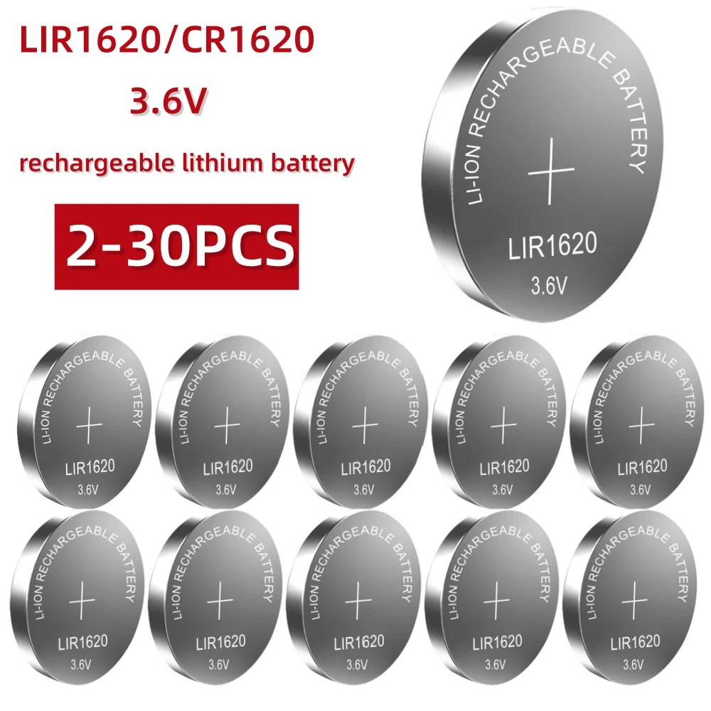 2-30PCS LIR1620 1620 batteries 3.6V rechargeable battery charging 1620 can replace CR1620 Button cell