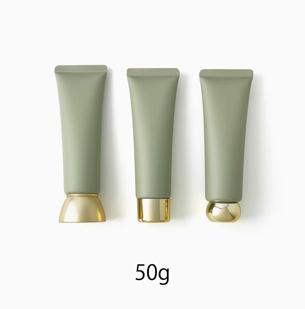 Tube à presser vert mat vide, bouteille souple cosmétique, émulsion crème, shampoing, Lotion pour le corps, récipient rechargeable, 50g