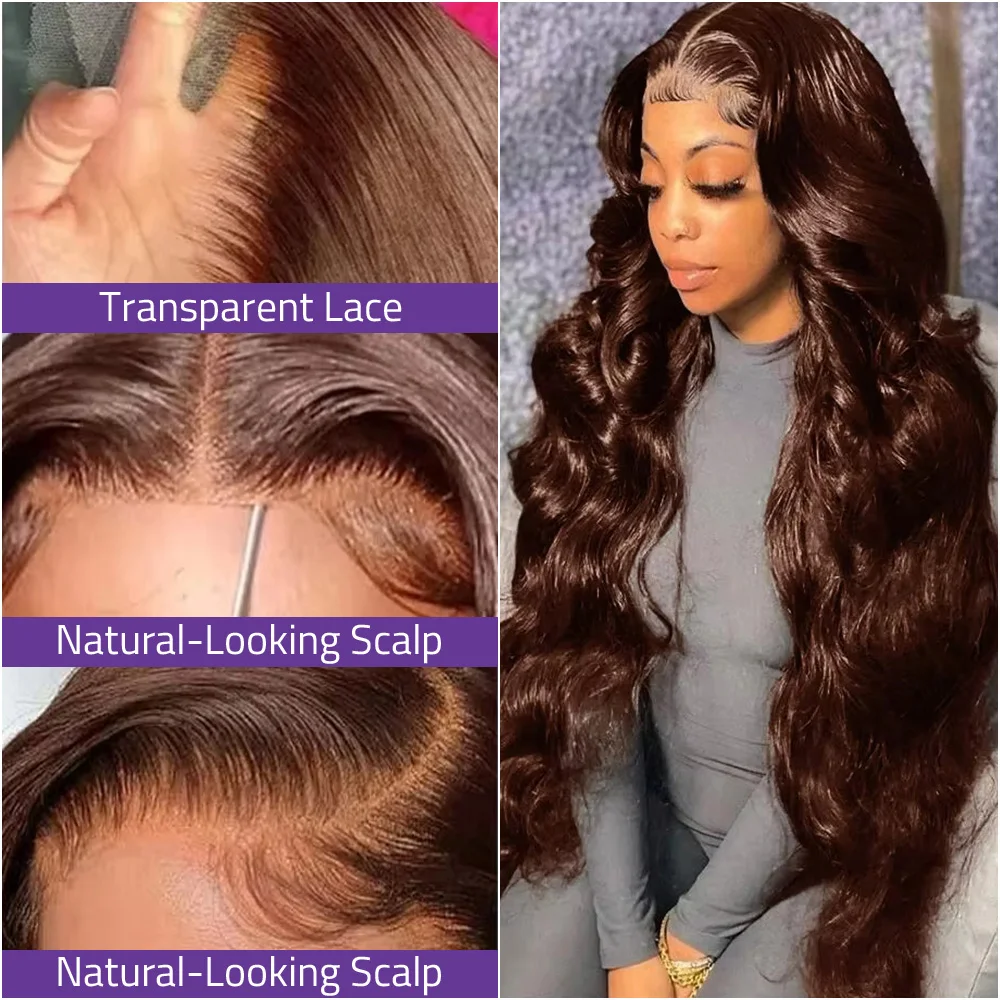 الجسم موجة الشوكولاته براون باروكة من شعر طبيعي 13X6 و 13X4 الدانتيل شعر مستعار أمامي 18-40 بوصة الدانتيل أمامي ملون البرازيلي قبل قطعها شعر مستعار