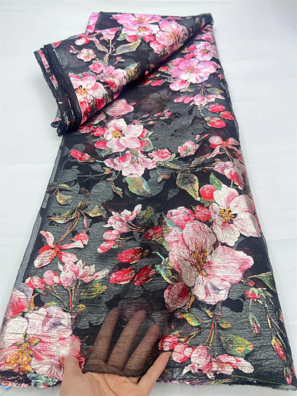 2026 Latest African Brocade Lace Fabric Nigerian Jacquard Lace Fabric Organza Lace for Evening Prom for Women Dresses