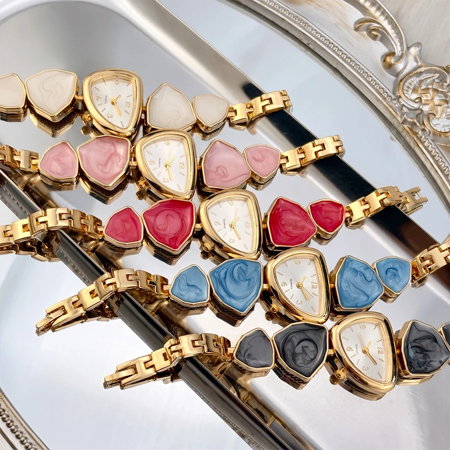 Vintage Irregular Dial Colorful Strap Fashion Wrist Watch for Girls