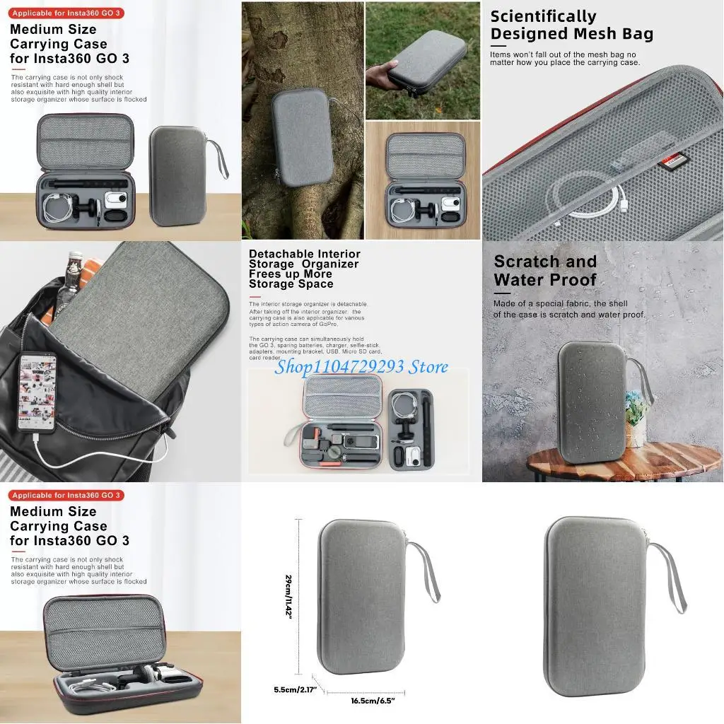 

Y2GD Compact Carrying Case Bag for GO 3 Durable EVA Storage Bag Protector Shockproof