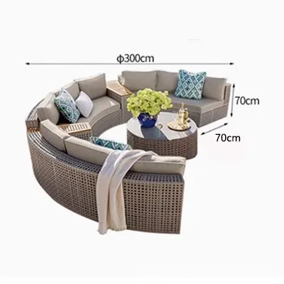 Customizable Outdoor Leisure Courtyard Villa Garden Outdoor Combination Waterproof Sunscreen Rattan Sofa