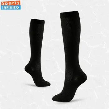 Professional Running Compression Calf Knee High Long Black Socks Men Women Breathable for Football Cycling Outdoors Gym Sports