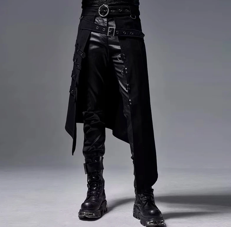Rock Half Kilt Stage Performance Party Club Cosplay Half Skirt Man Streetwear Hip Hop Personality Skirt