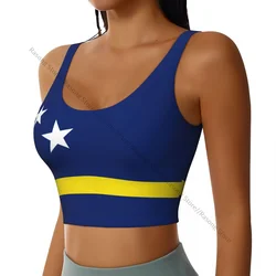 Yoga Vest Women Gym Sports Crop Tops Curacao Flag Streetwear Workout Breathable Tank Top Female