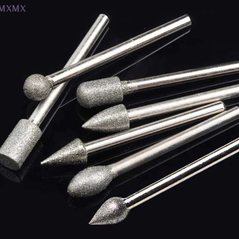 20 pz Teste di Rettifica Diamantate Mini Bit Per Utensile Trapano Rotante Bave Rettifica Accessori 3mm Gambo Kit di Strumenti Strumento Abrasivo