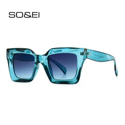 SO & EI-gafas de sol Retro con forma de ojo de gato para hombre y mujer, lentes de sol cuadradas de color azul y morado, UV400
