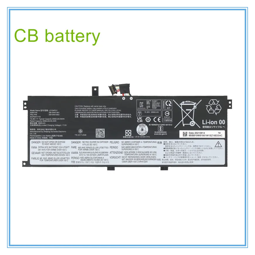 

Laptop Battery L21M4PG1 L21C4PG1 L21D4PG1 L21L4PG1 For L13 3 Series Notebook 5B10W51849/50/51 15.36V44.4Wh
