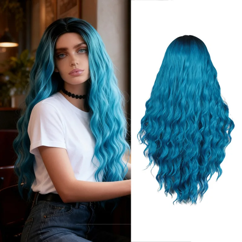 

Long Curly Wig for Women, Corn Perm, Big Waves, Full Head, Fluffy Anime StyleCOSSynthetic Hair Wig Cap