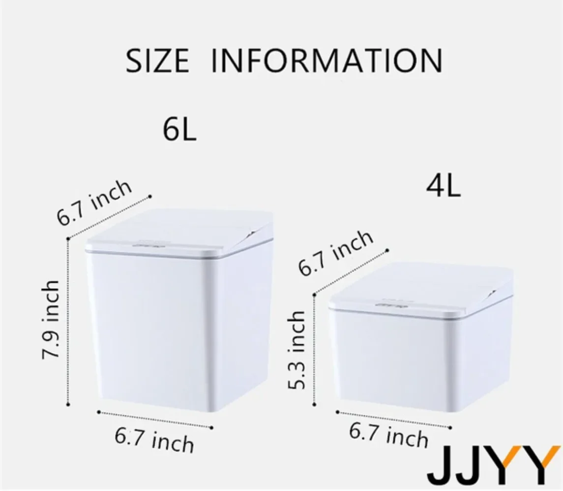 JJYY 4L/6L Intelligent Sensor Organizer Desktop Intelligent Contactless Auto Open Trash Can Car Office Home Essentials