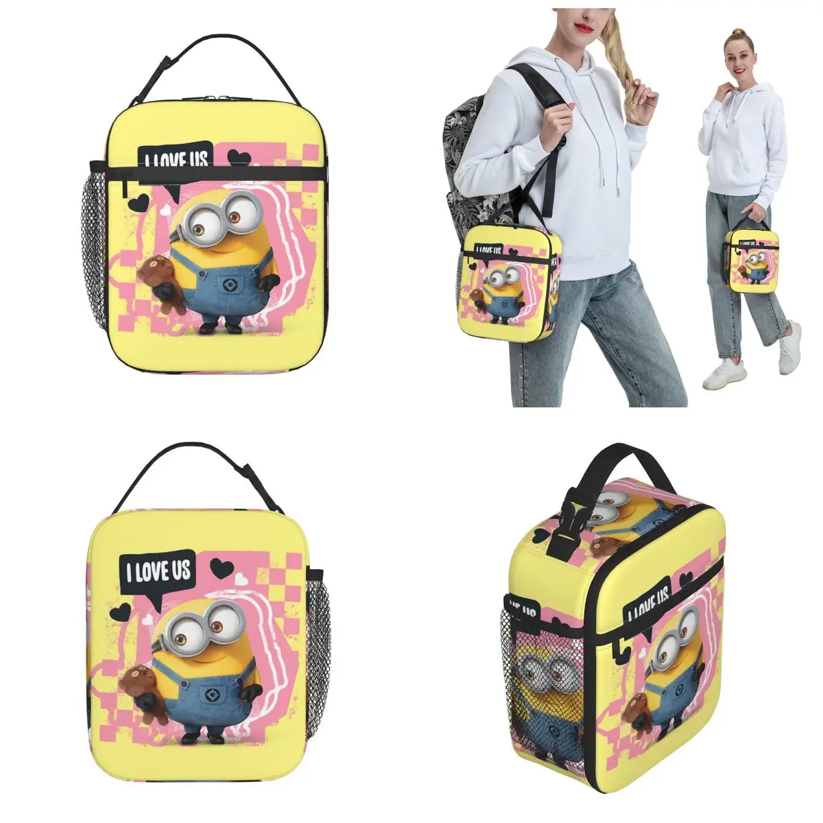 Minions Bob, kocham nas izolowana torba na Lunch przenośna torba termiczna wielokrotnego użytku pudełko na Lunch plażowa dziewczynka Boy