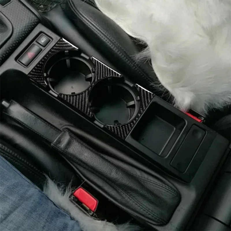 For BMW 3 Series E46 1997-2004 Soft Carbon Fiber Car Water Cup Holder Frame Panel Trim Interior Car Accessoriess