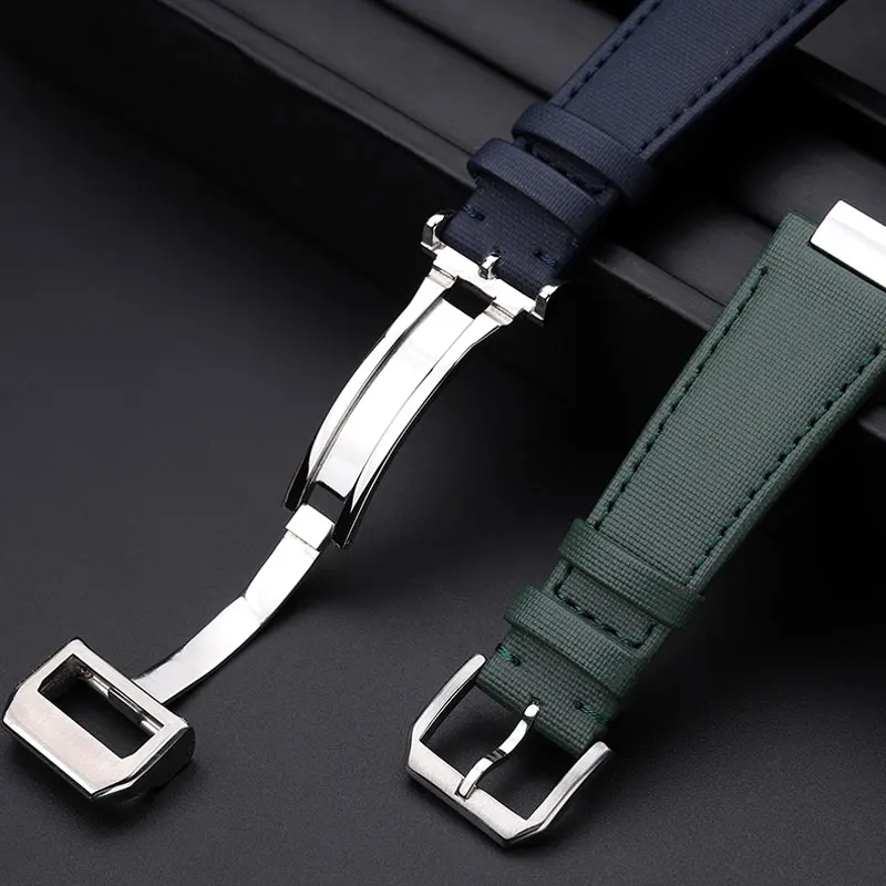 変更されたナイロンパターンの時計、本革の底、アクセサリー、iwcエンジニアシリーズに適合、24mm、iw328903、iw328901