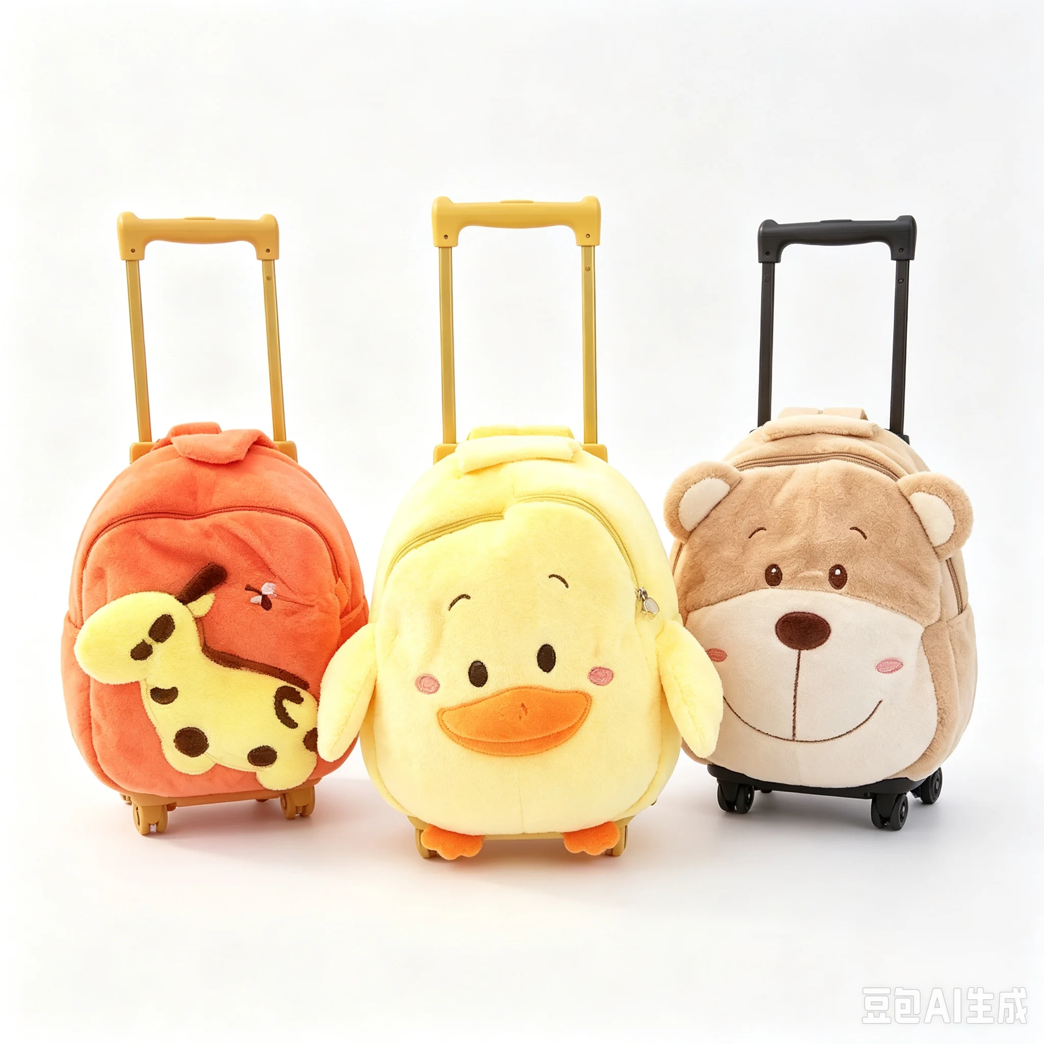 hot-new-arrival-deer-duck-bear-plush-school-bag-soft-stuffed-school-backpack-trolley-school-bag-kids-luggage-for-boys-and-girls