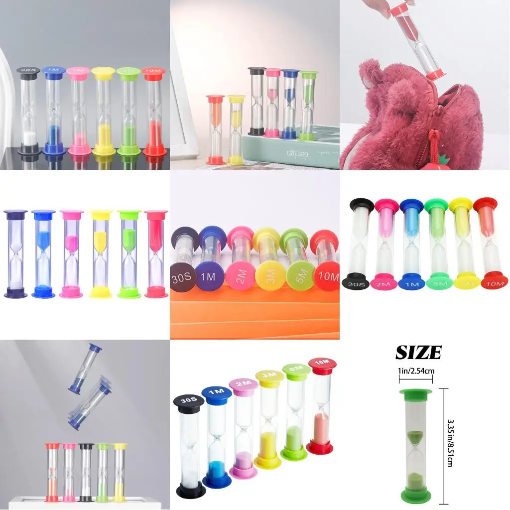  Sand Timer 6Pc Colorful Hourglass Sandglasses Sand Clock 30S to 10Minute Precise Timing for Cooking, Workouts