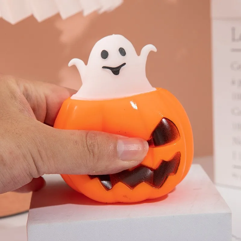 Kawaii Funny Pumpkin Halloween Ghost Squeezing Toy Stress Relieving for Children Pinch Anti-stress Slow Rebound TPR Party