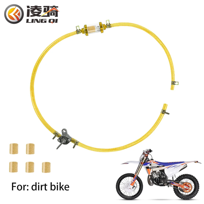 

LINGQI Universal Gas Oil Filter 8mm CNC Oil Fuel Filters Element With Pipe Valves On/Off Switch for Off-road Motorcycle Bike