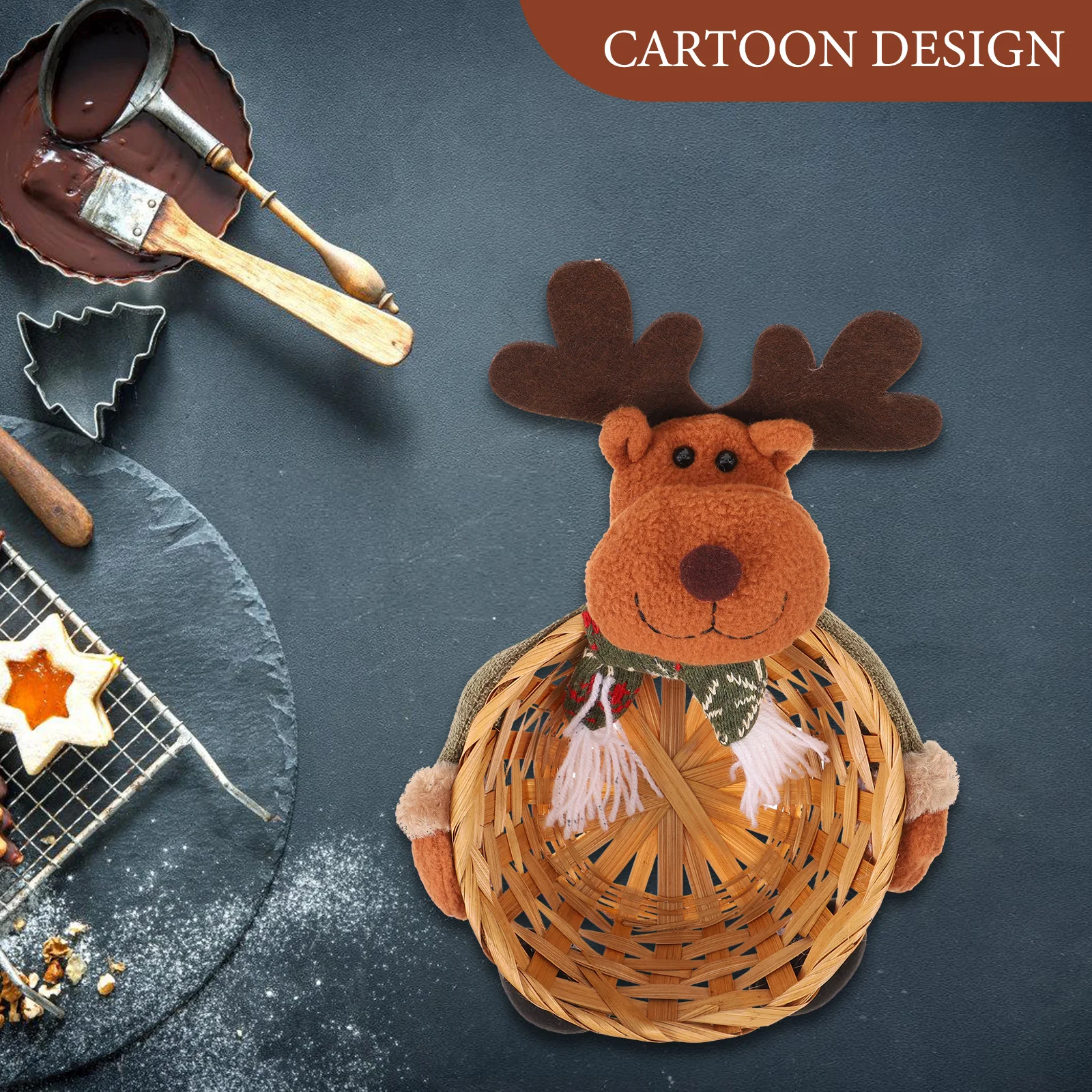 

1pc Christmas Candy Basket Cartoon Design Storage Decorative Basket For Holiday Party Snack Food Gift Xmas Decoration Kitchen