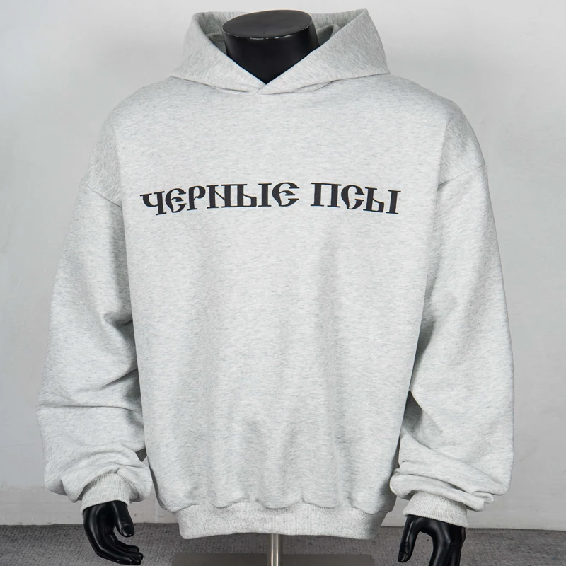 

Russian Print YZY Kanye West Vuitures Hoodie Men Women Black Gray Sreetwear Sweatshirts High Quality Terry Loose Pullovers