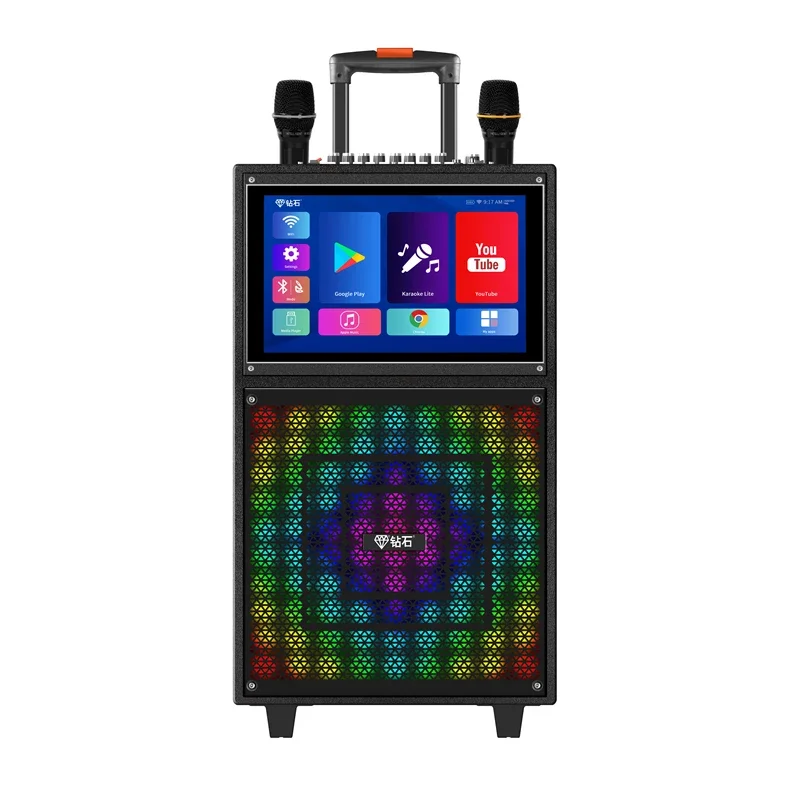 

Stock 10'' Woofer Karaoke System Multifunction Trolley Speaker Android Smart Touch Screen WiFi Karaoke Speaker For Any Occasion