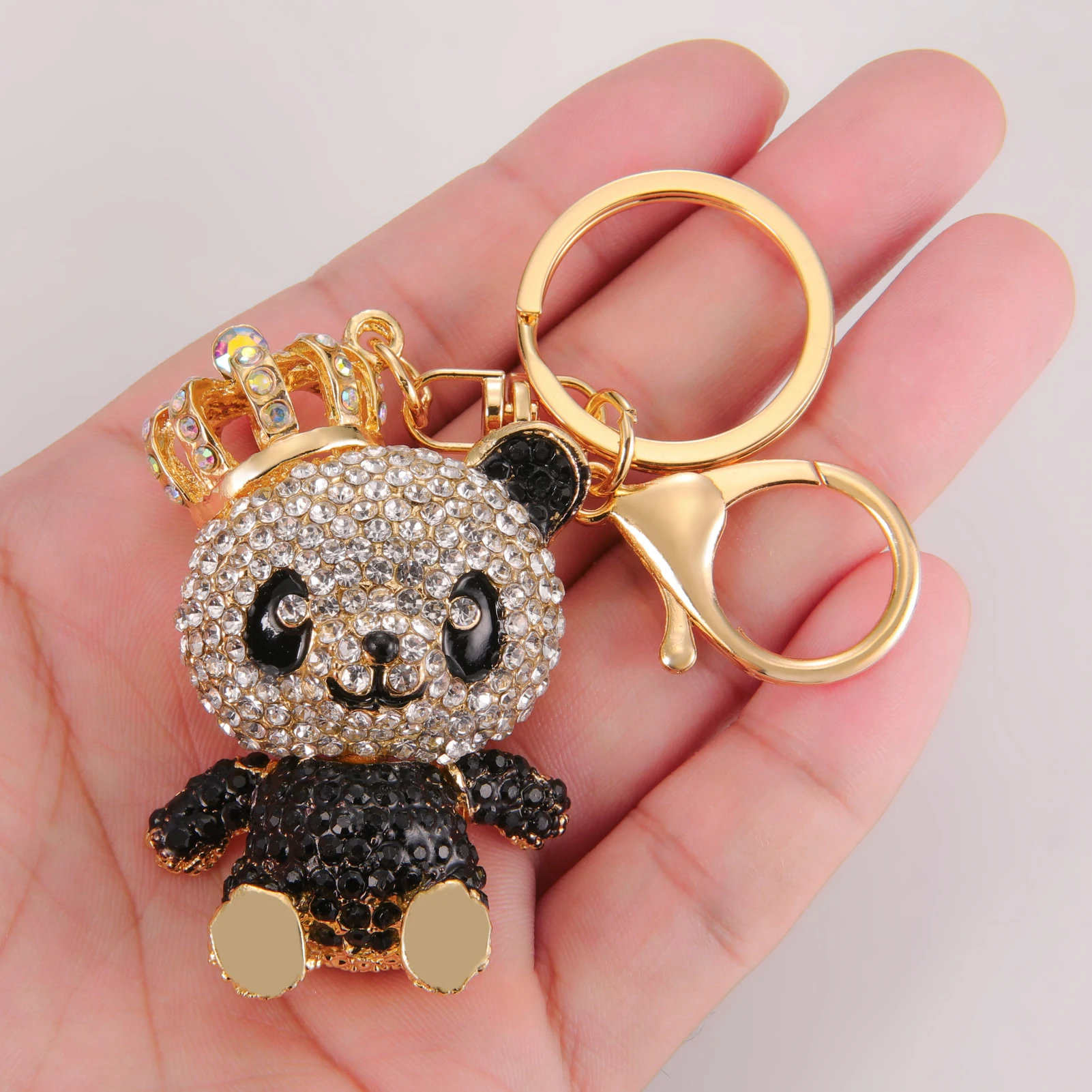 

Dreamtimes Novelties Cute Rhinestone Panda Keychain Pendant Couple Car Bag Key Chains for Women Jewelry Gift llaveros para mujer