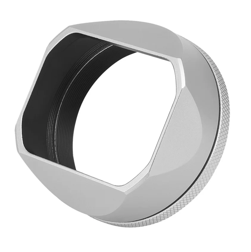 49mm Camera Vintage Square Lens Hood Shade Metal Mask Silver Light Shield Cover Cap for Fuji X100 X100S X100T X100F X100V X70