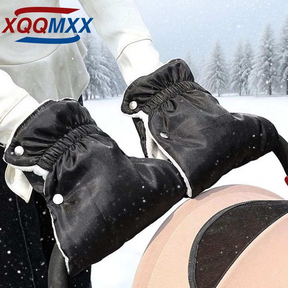 

1Pair Baby Stroller Gloves Windproof Frost Resistant Fluff Lining Warm Gloves for Stroller Cart Bicycle Handlebar