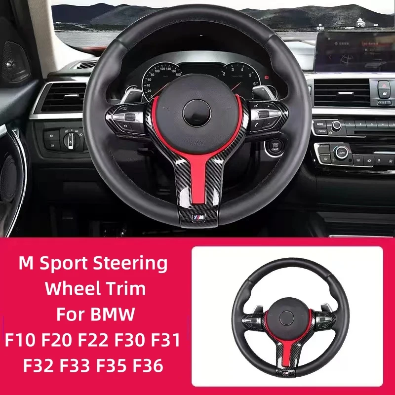 M Sport Steering Wheel Trim for BMW F20 F22 F30 F31 F32 F33 F35 F36 F10 F06 F12 F13 F15 F16 Replacement Carbon Fiber