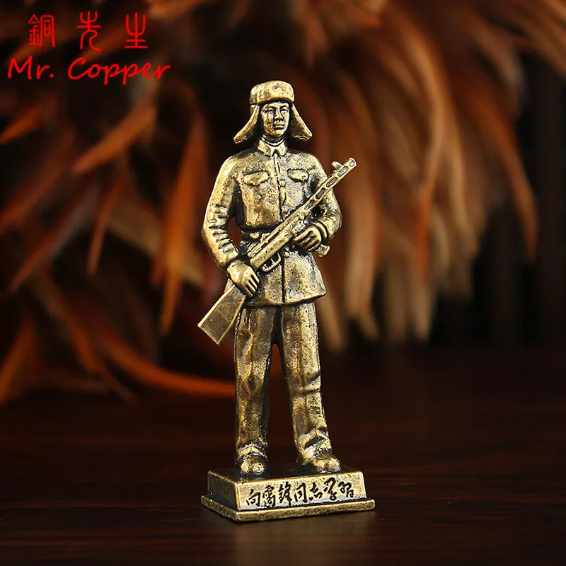 Brass China Army Soldiers Figurines Miniatures Desktop Ornaments Retro Metal Character Model Crafts Home Decorations Accessories