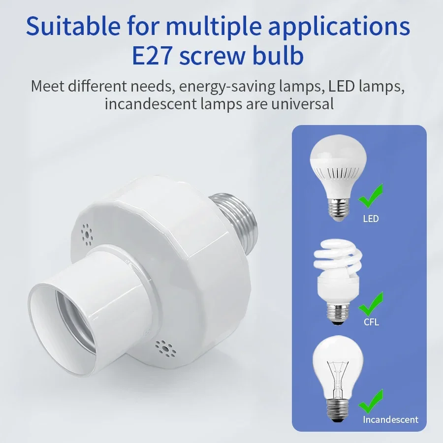 E27 Wireless Lamp Holder RF433MHz Sensor Portable Round Remote Switch Bedroom Warehouse Workshop LED Bulb Remote Controller
